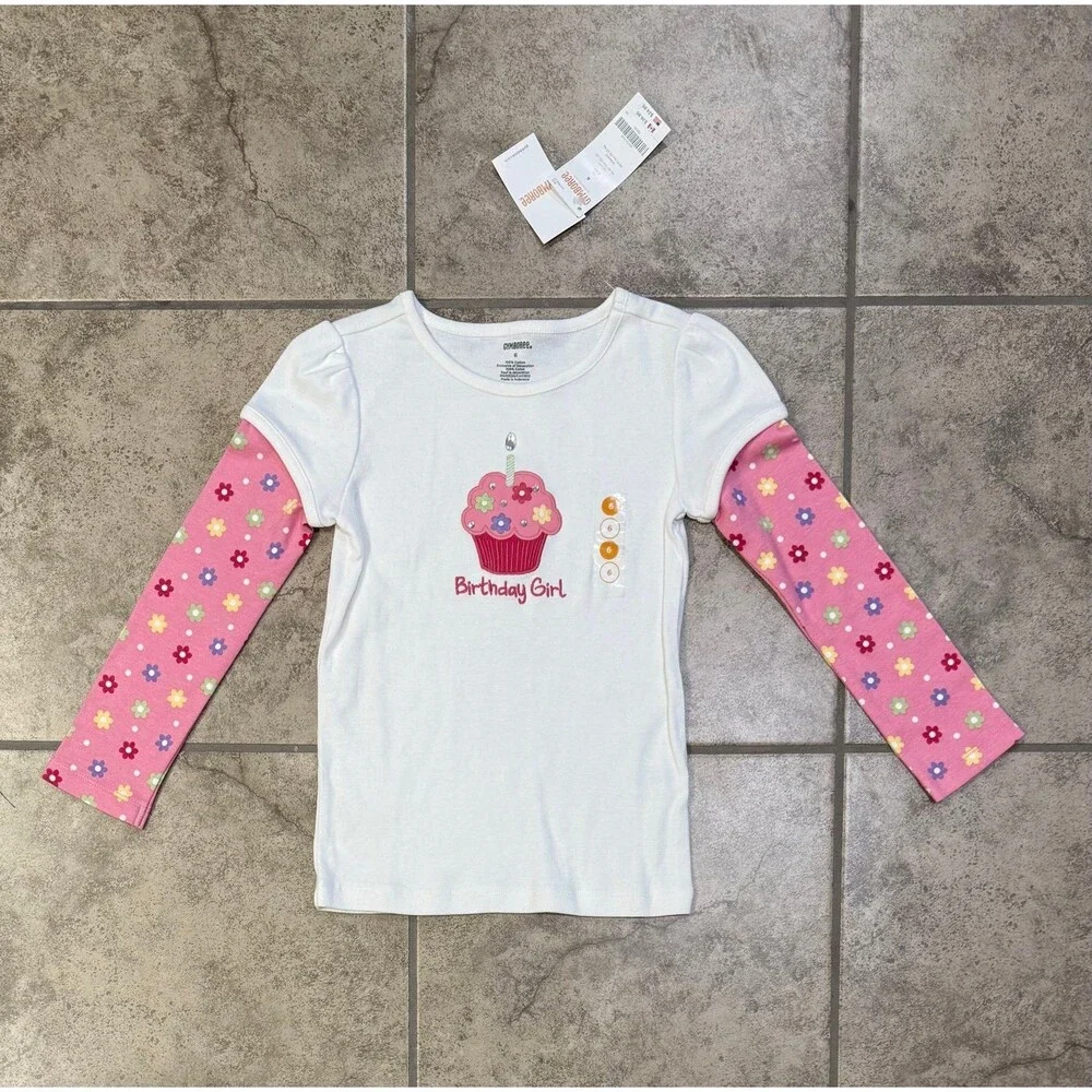 Gymboree Birthday Girl NWT Embroidered Rhinestone Cupcake Top Tee Shirt